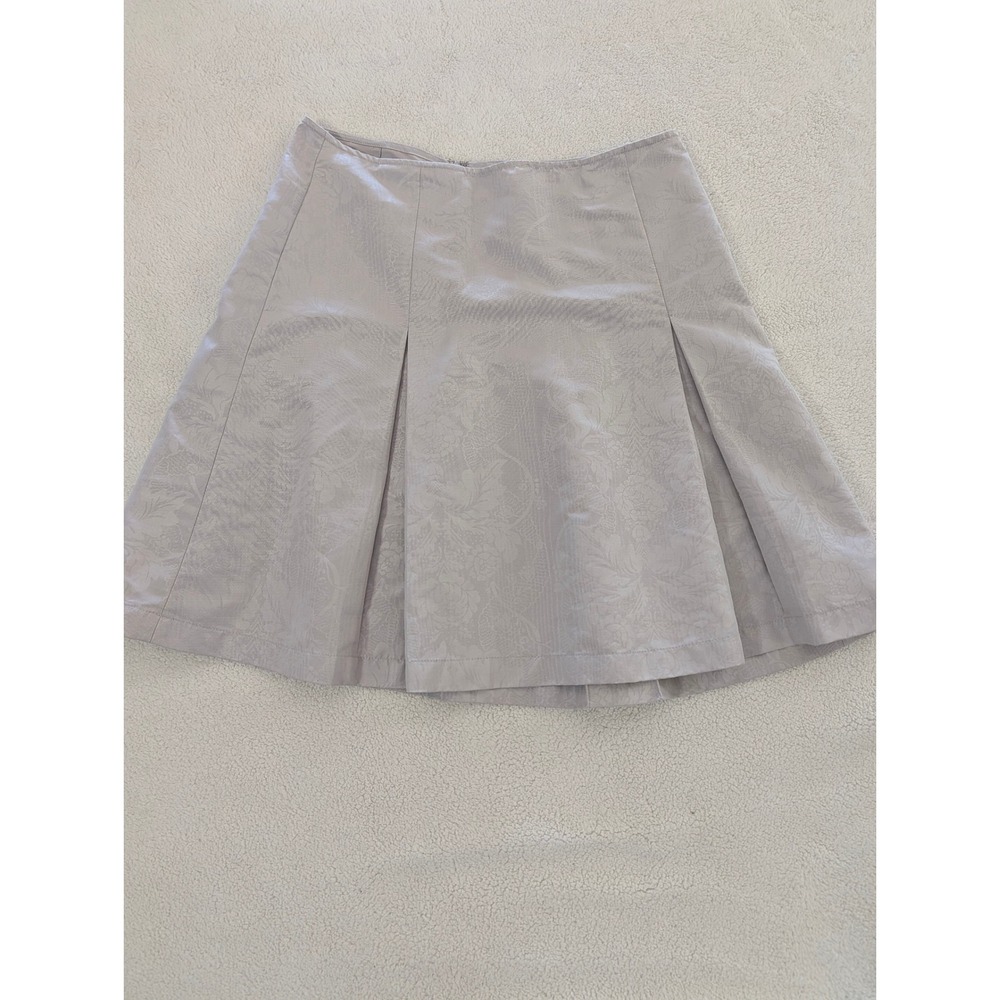 Isaac Mizrahi for Target Lavender Grey Floral Damask Pleated Mini Skirt Size 6